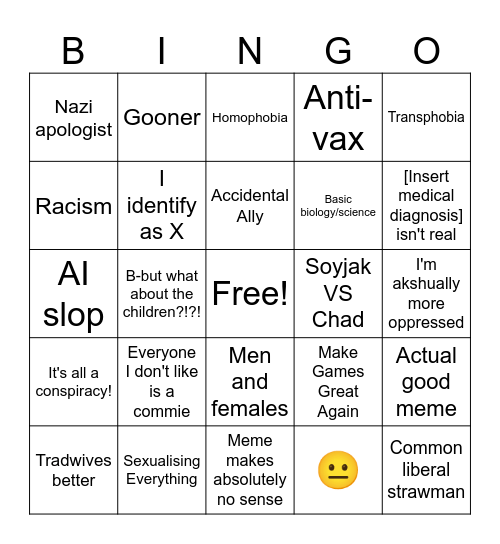 Conservative Bingo Card