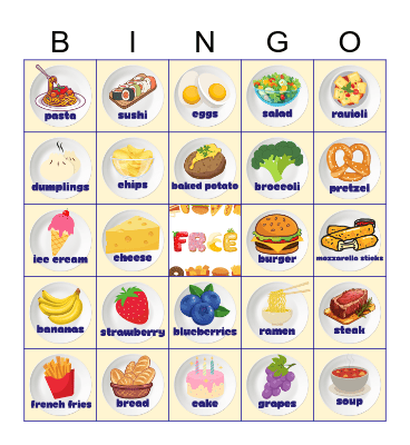Food Bingo Card