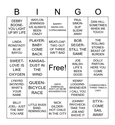 TOP HITS 1978 Bingo Card