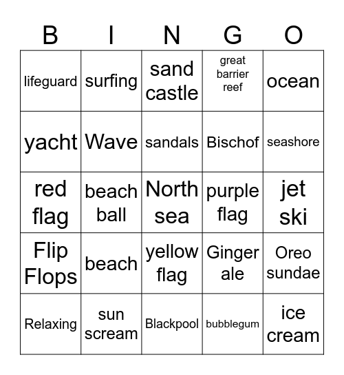 Beach bingo Card