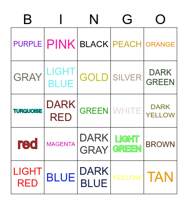 COLOR BINGO Card