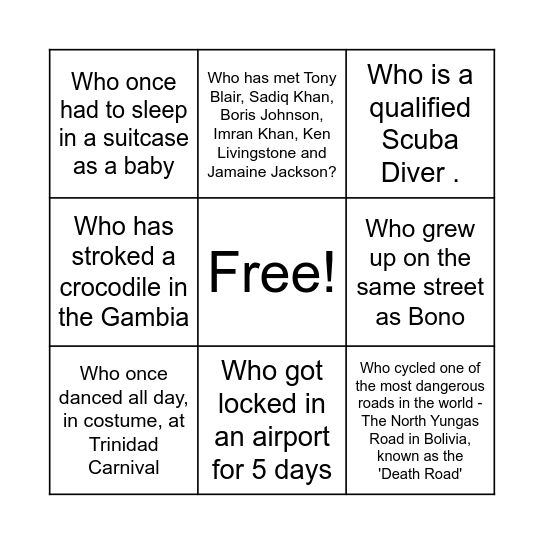 Group Finance Away Day Bingo Card
