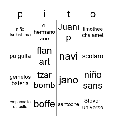 quién está en el lenguitas hoy? Bingo Card