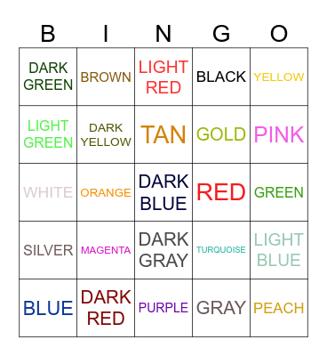 COLOR BINGO Card