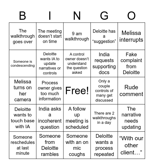 Walkthrough Bingo Card