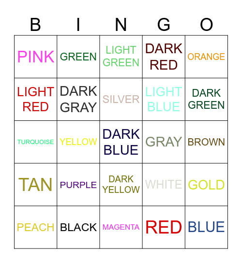 COLOR BINGO Card