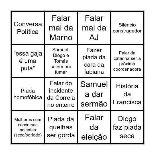 Jantar 13/05 Bingo Card