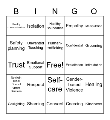 Victims & Survivors of Crime Week - BINGO Card