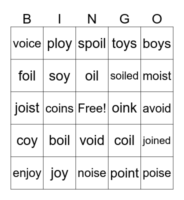 Oi & Oy Bingo Card