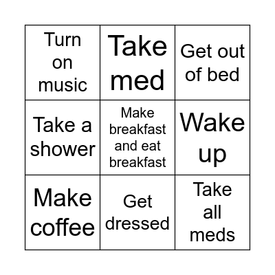 Wednesday morning Bingo Card