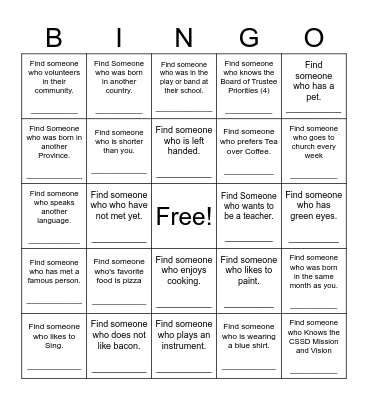 Find Someone Who Bingo Card