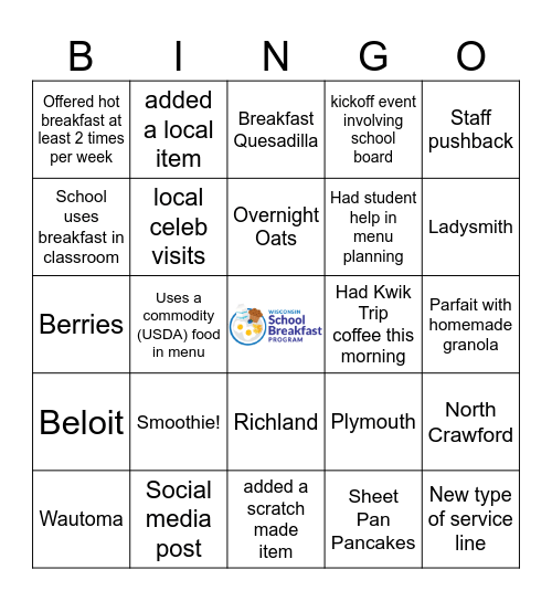 Breakfast Bingo Card