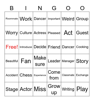 M.2 Unit 1 Bingo Card