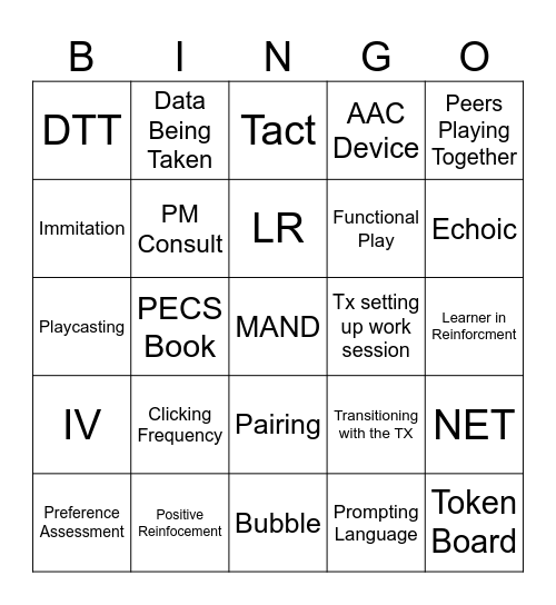 On the Floor BINGO Card
