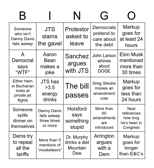One Big Beautiful Bingo Card