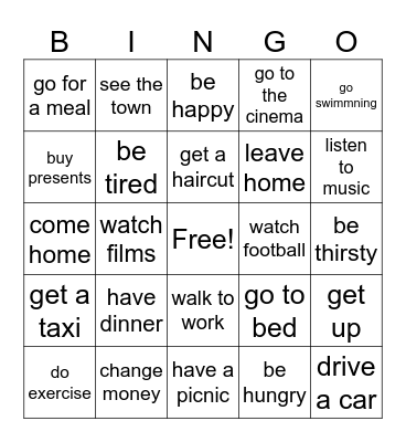 Things we do every day Bingo Card