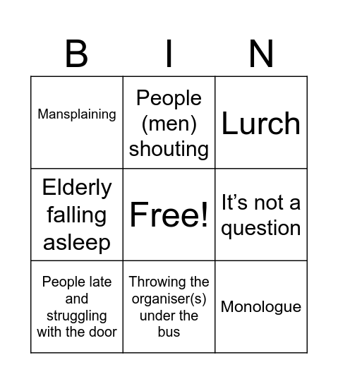 IRES seminar Bingo Card