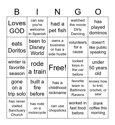 Find Someone Who..... Bingo Card