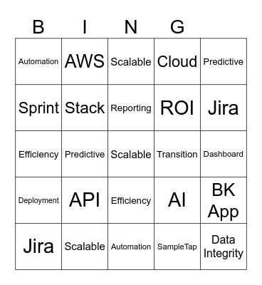 Veridata Buzzword Bingo Card