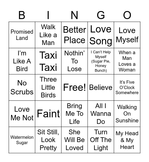 16 Music Bingo Round #2 Bingo Card