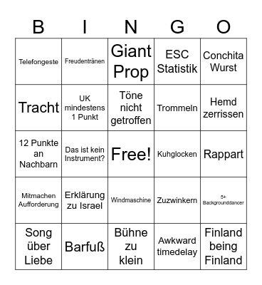ESC Bingo Card