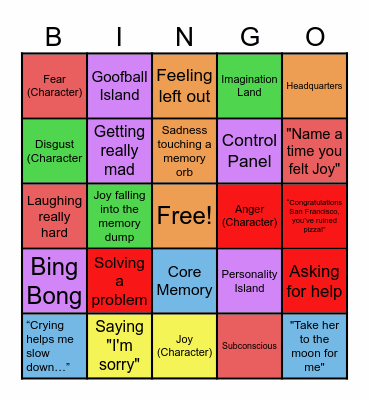 Inside Out Bingo Card