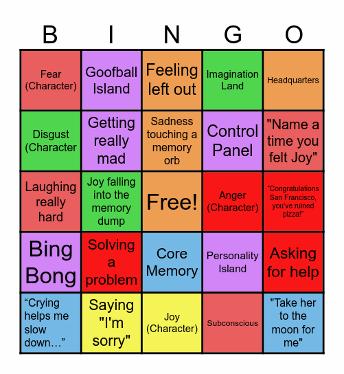 Inside Out Bingo Card