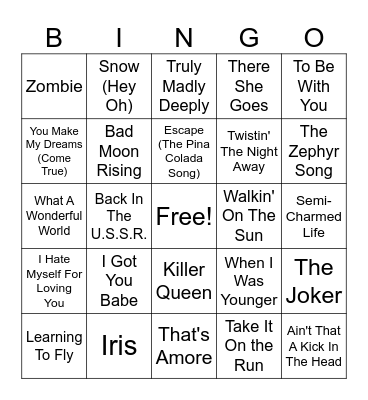 17 Music Bingo Round #2 Bingo Card