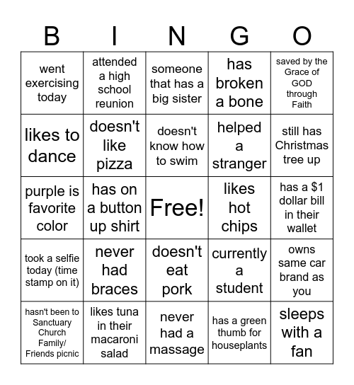 Find Someone Who..... Bingo Card