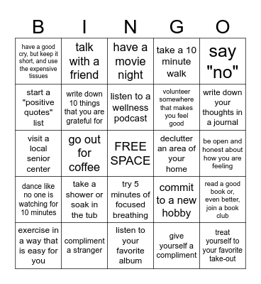 If today is hard... Bingo Card