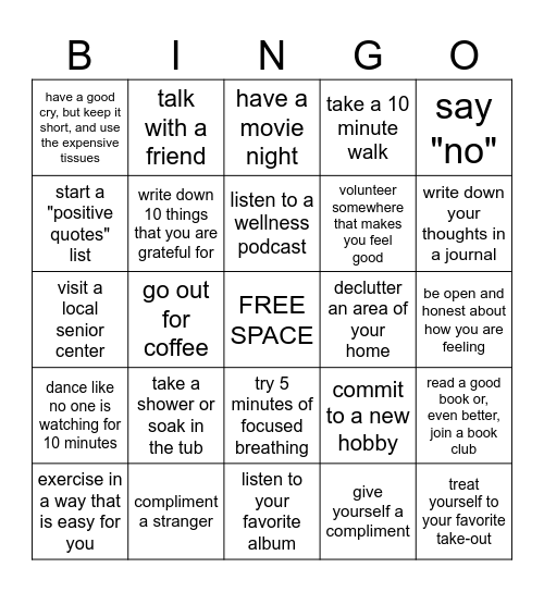 If today is hard... Bingo Card