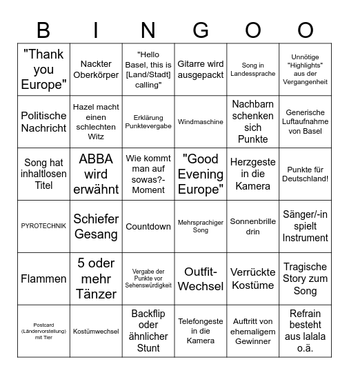 ESC-Bingo Card