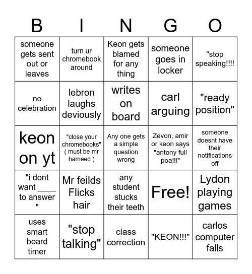 mtah Bingo Card