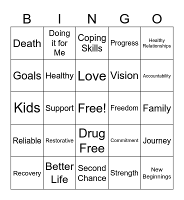 Re-entry Bingo Card