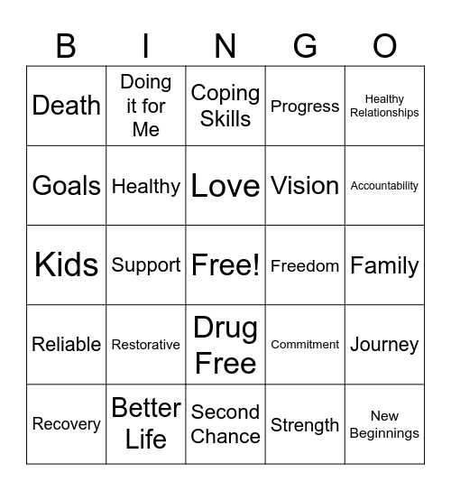 Re-entry Bingo Card
