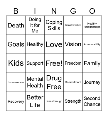 Re-entry Bingo Card