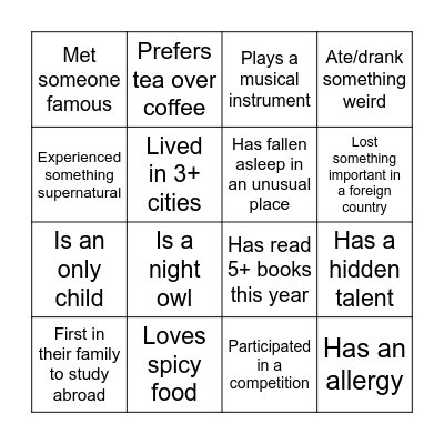 Bingo Card