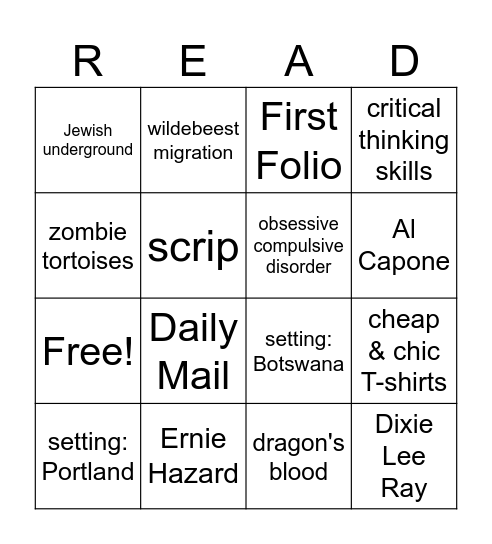 Dogwood Readers Award Bingo Card