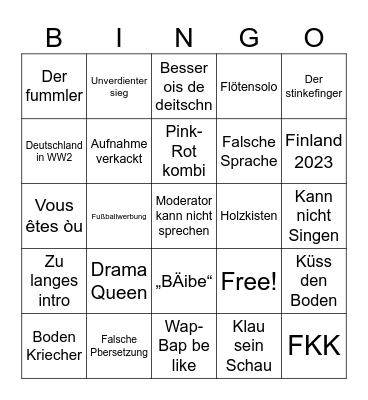 ESC 13.5.2025 Bingo Card