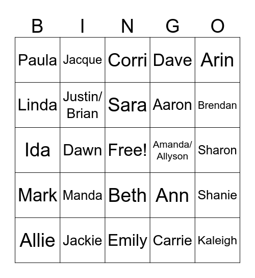 Physical Therapy Faculty and Staff Office Bingo Card