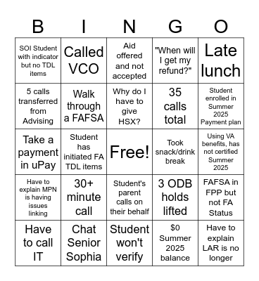 Peak Madness! Bingo Card
