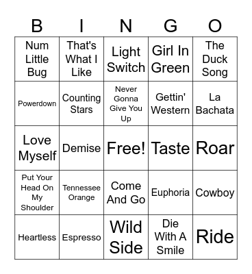 Seiloff 2 - Soundtrack of My Life Bingo Card