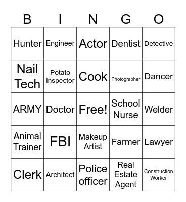 Career Bingo Card