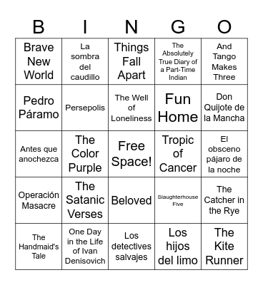Banned Books Bingo Card