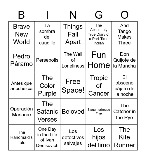 Banned Books Bingo Card