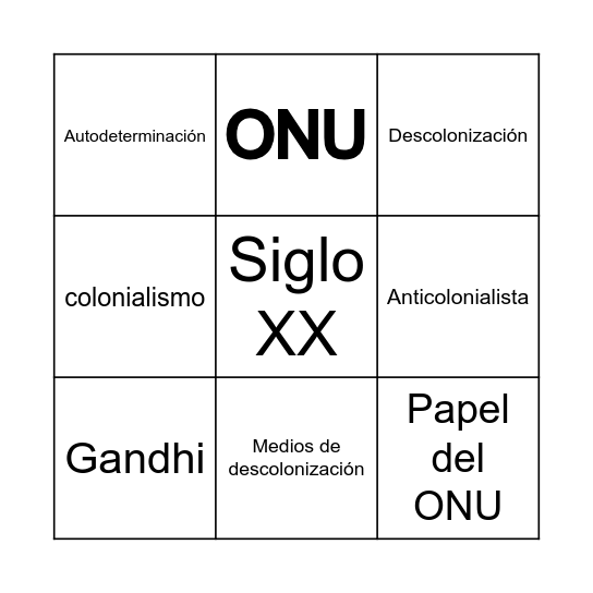 Concepto Y Causas De La Descolonización Bingo Card