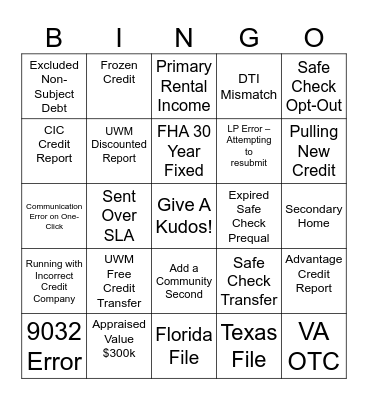 AUS SUPPORT BINGO Card