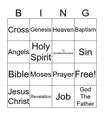 Bible Bingo Card