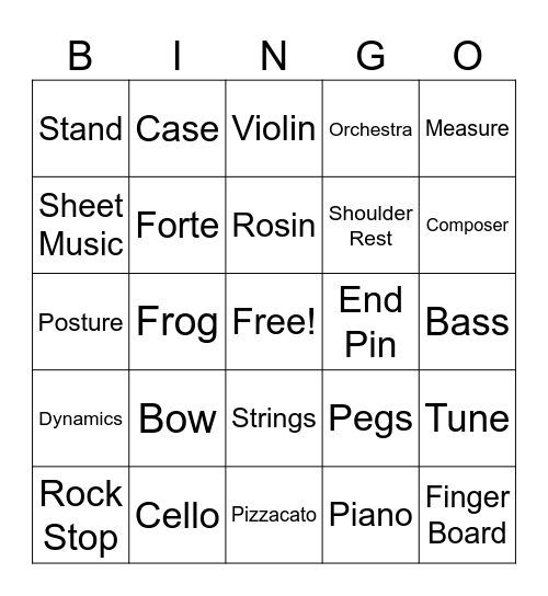 ORCHESTRA Bingo Card