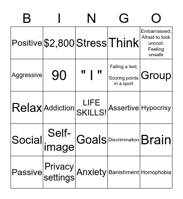 LIFE SKILLS REVIEW Bingo Card